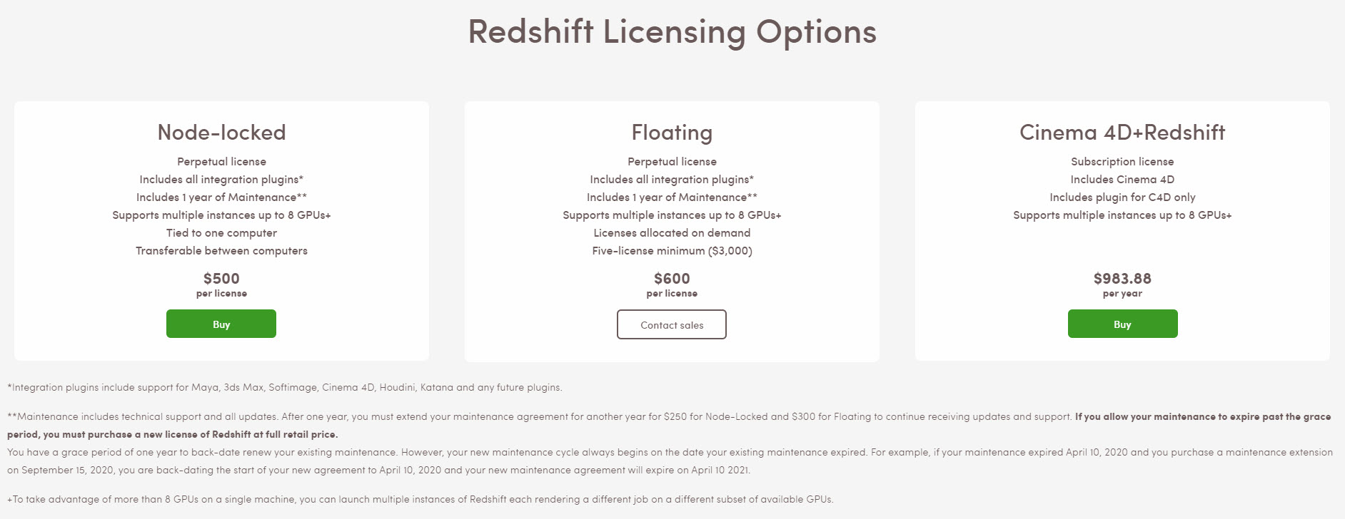 Redshift vs Octane_Redshift licensing & pricing