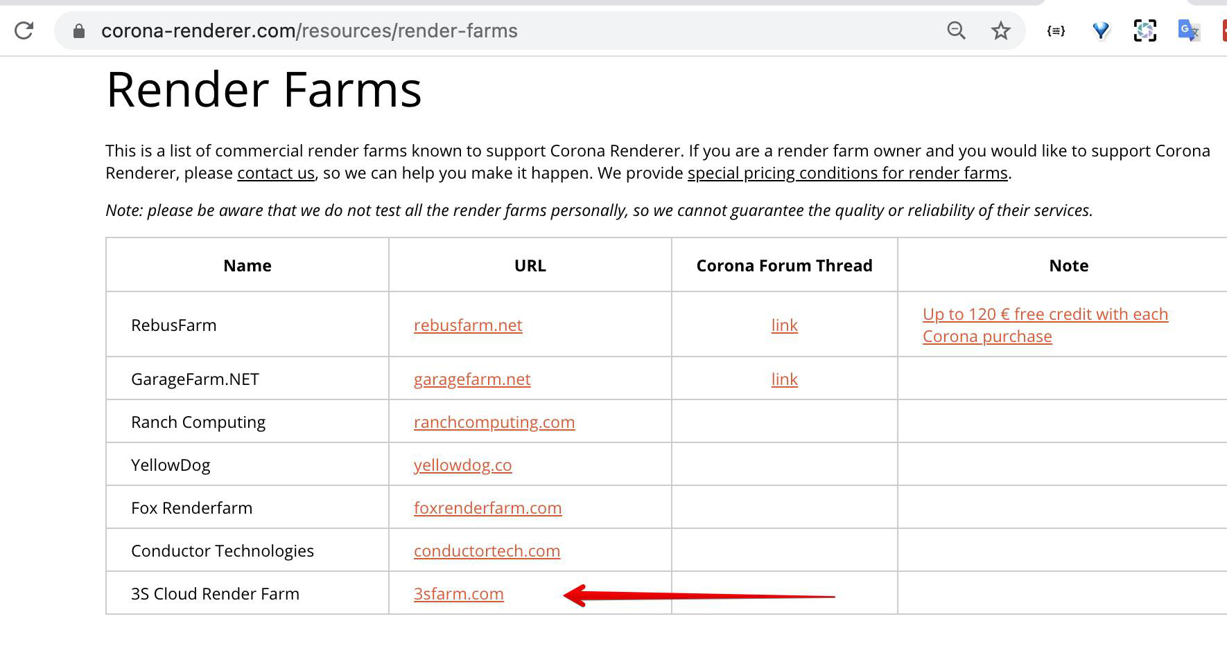 List of Corona Renderer Authorized Render Farms