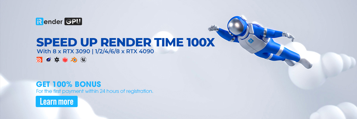 iRender - bonus 100% for the first payment within 24 hours of registration 3